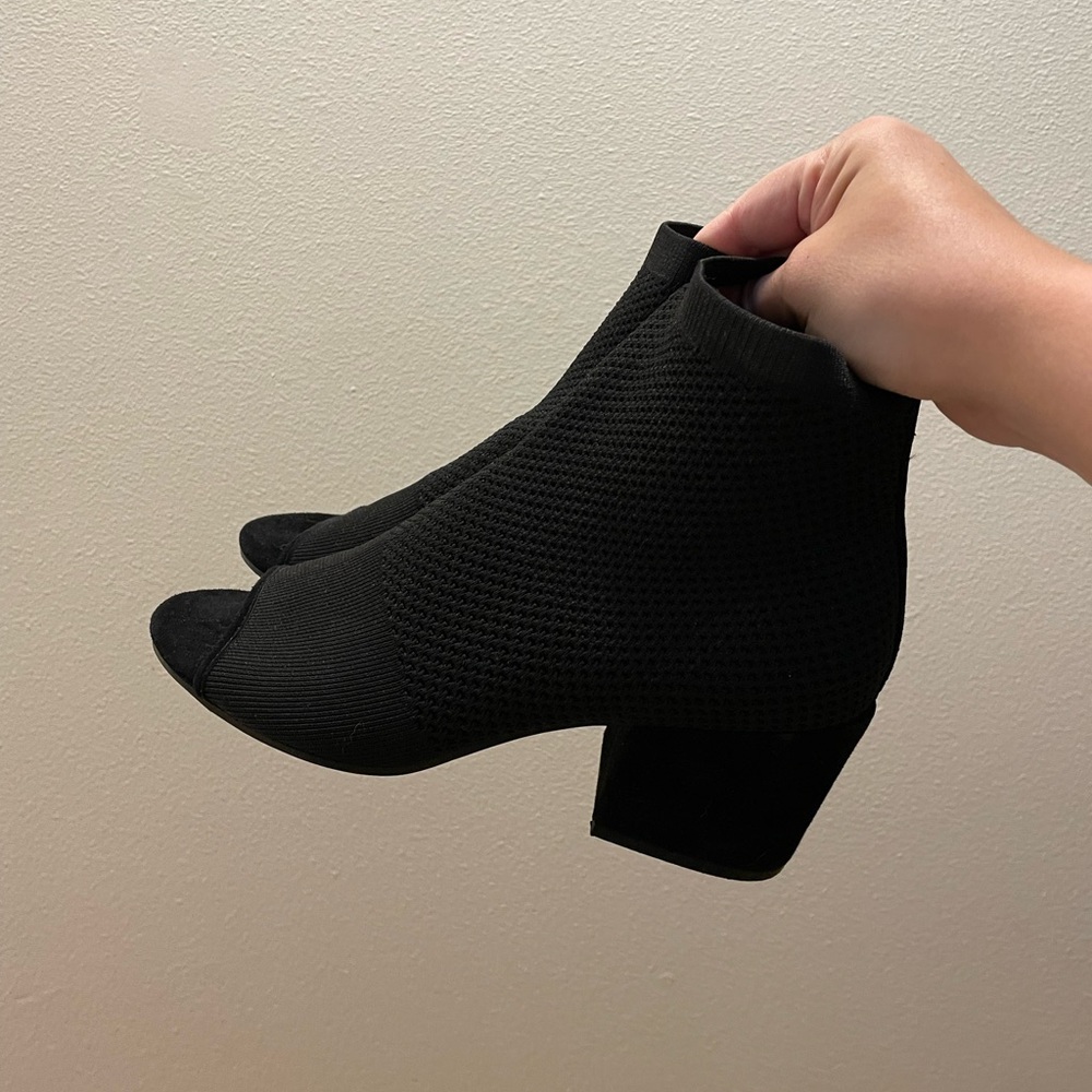 Black peep toe boots